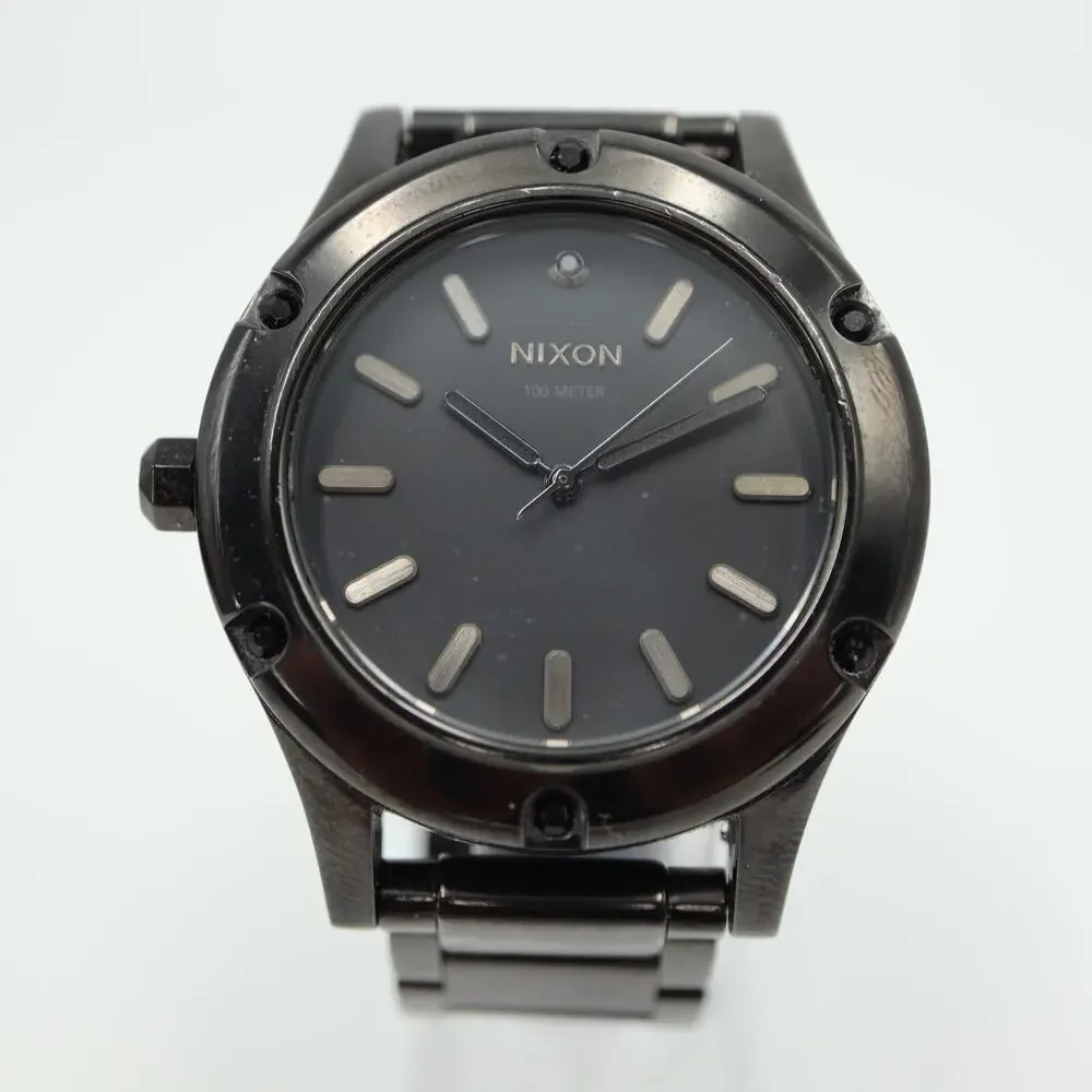 Nixon The Camden All Black Diamond Watch 41mm Left Stainless Steel Bracelet 5.5